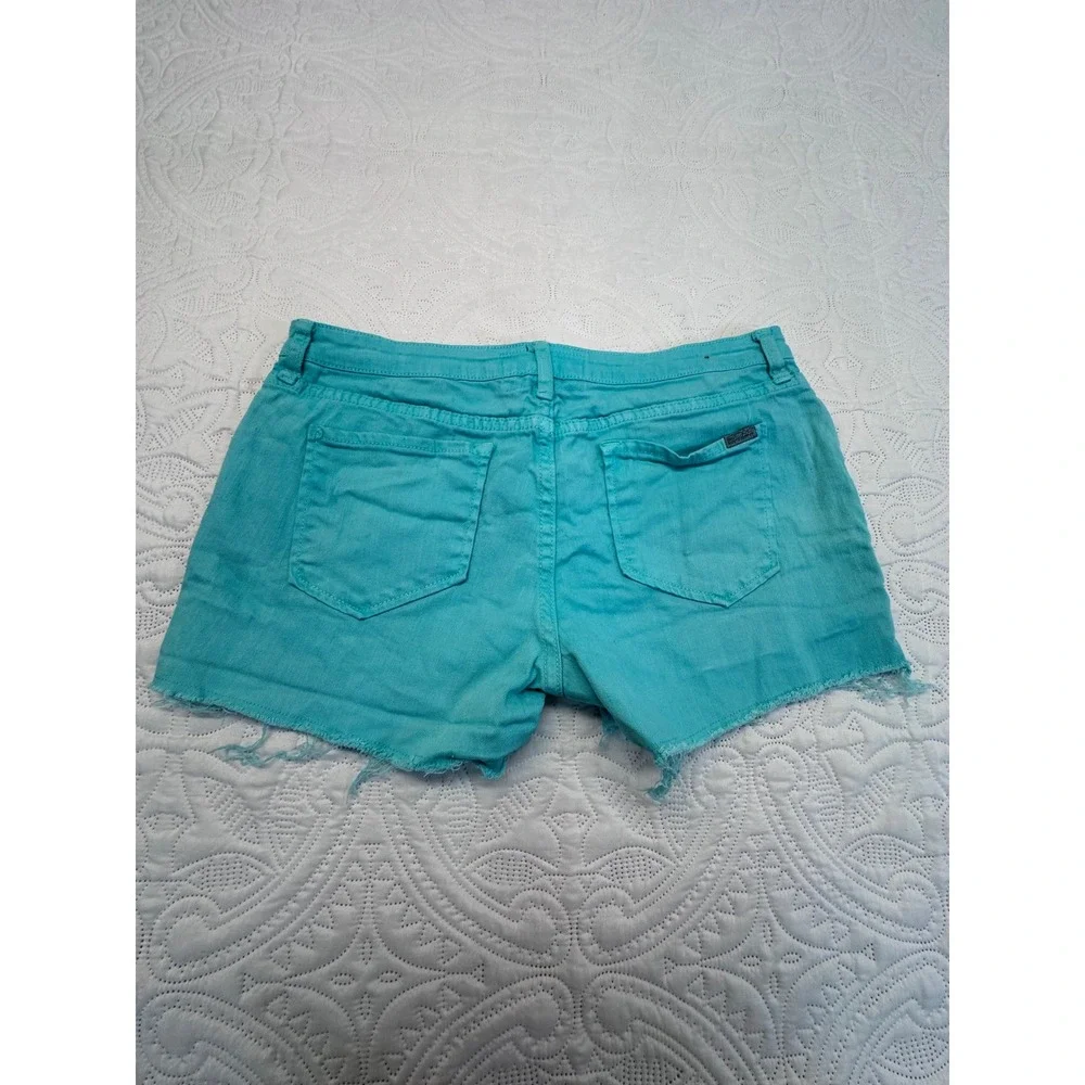 Dear John Jovrie Turquoise Blue Frayed Hem Denim Shorts Size 31